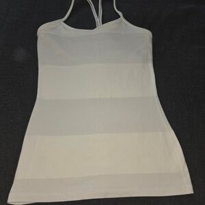 Lululemon Athletica White and Cream striped Full-tank with built-in Strappy Tank